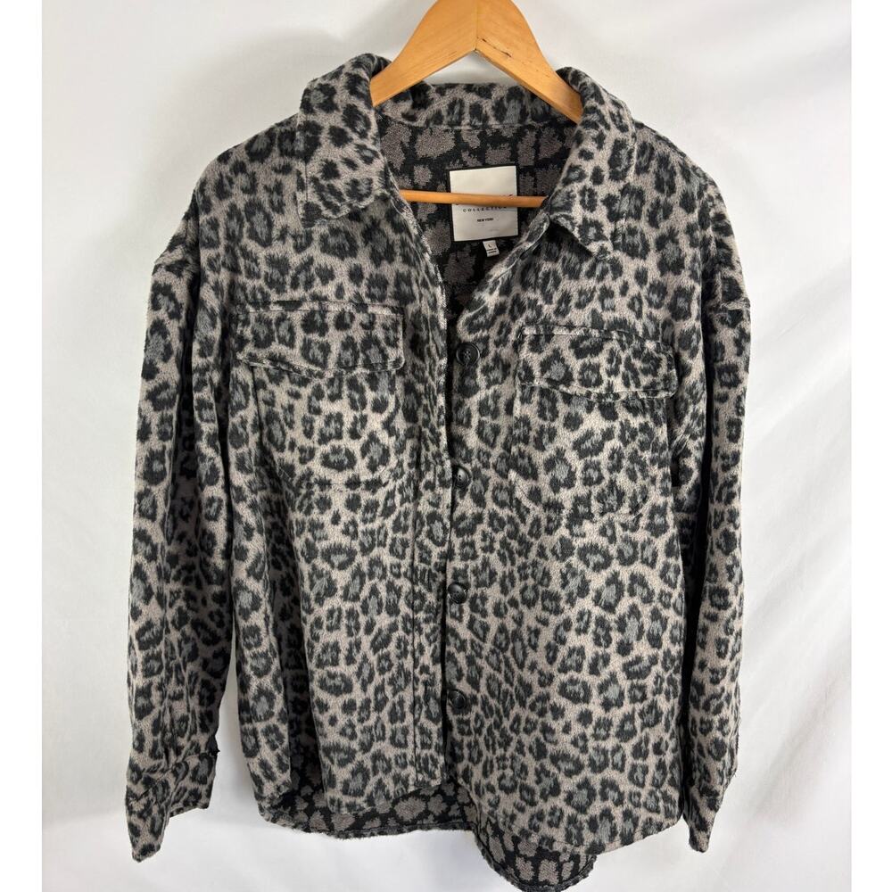 Bagatelle Collection Leopard Print Teddy Shacket Size Large